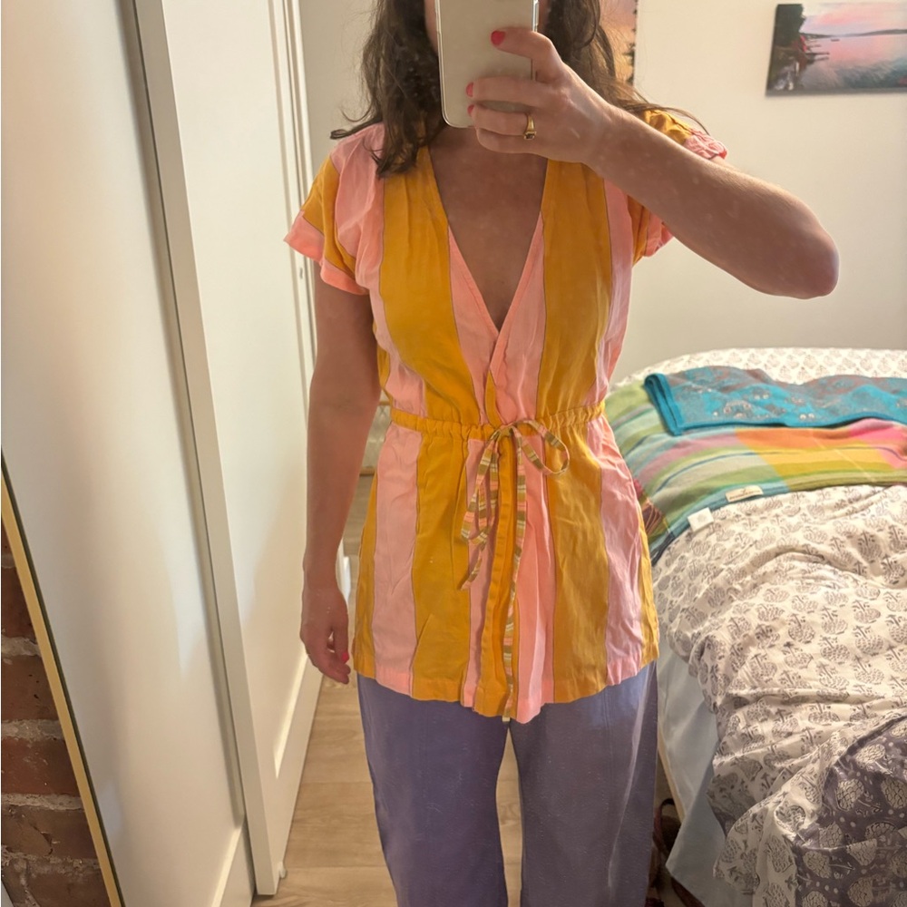 Ace & Jig in Sardinia wrap around tie front top. size XS